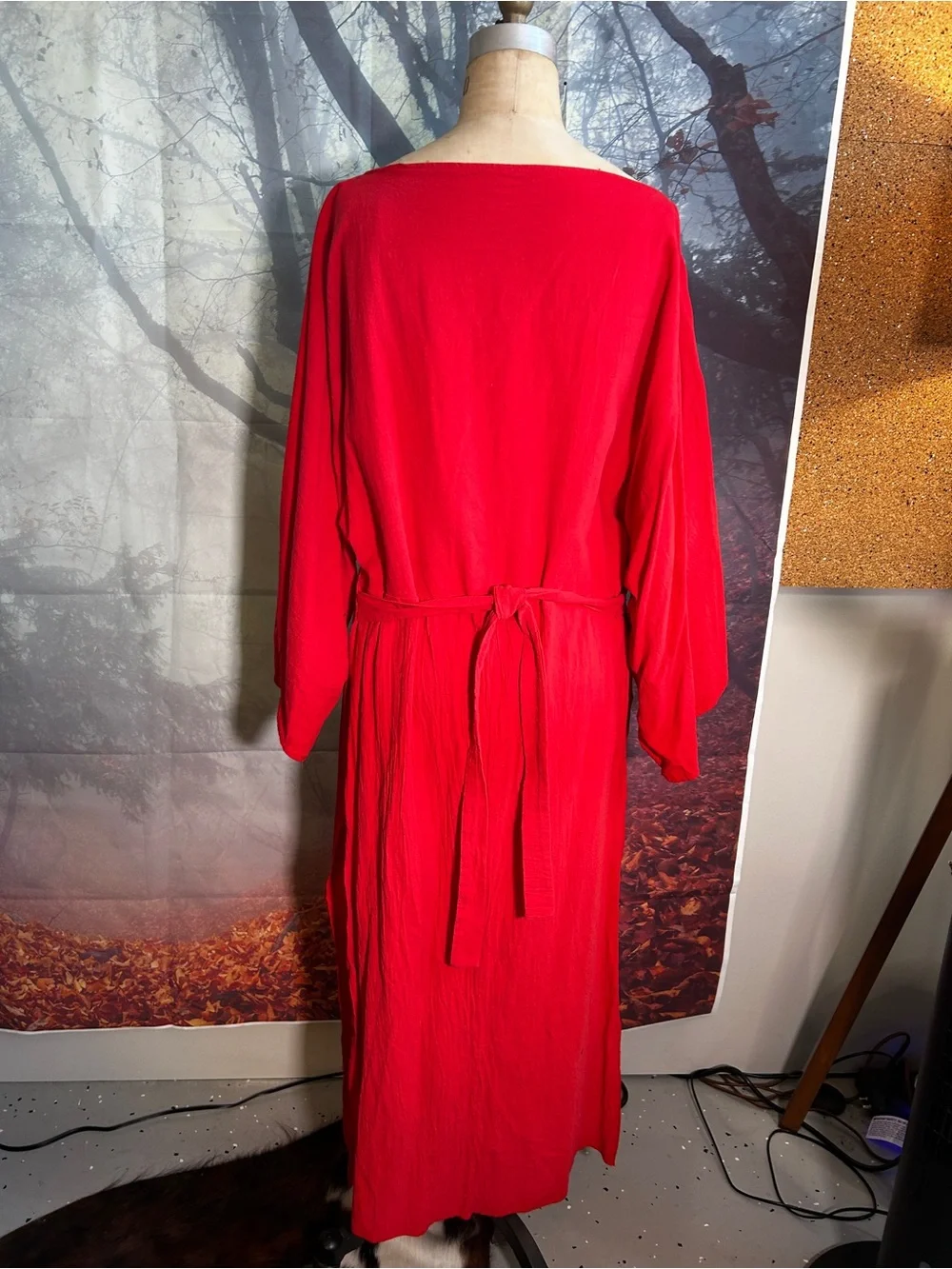 Red Womens Long Sleeve Maxi Dress - Picture 3 of 4